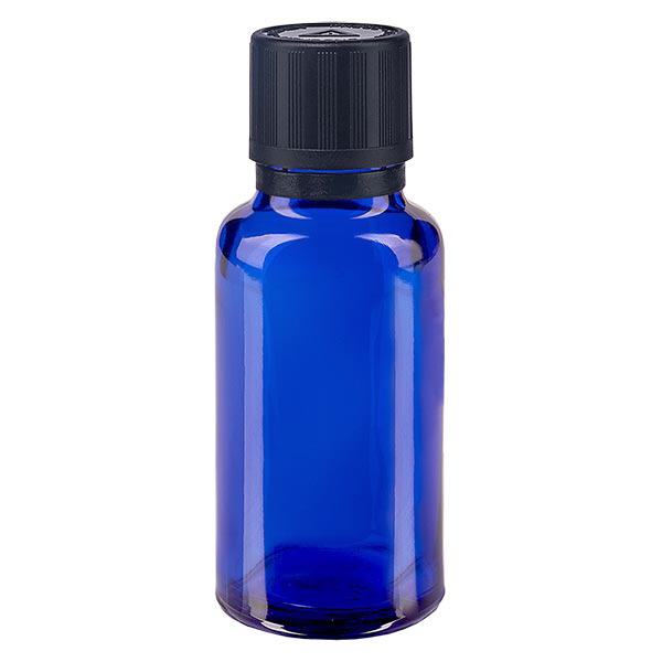 Apothekenflasche blau 20ml Tropfer Giessring 1mm schwarz Kindersicherung Blindenwarnsymbol Originalitätsverschluss