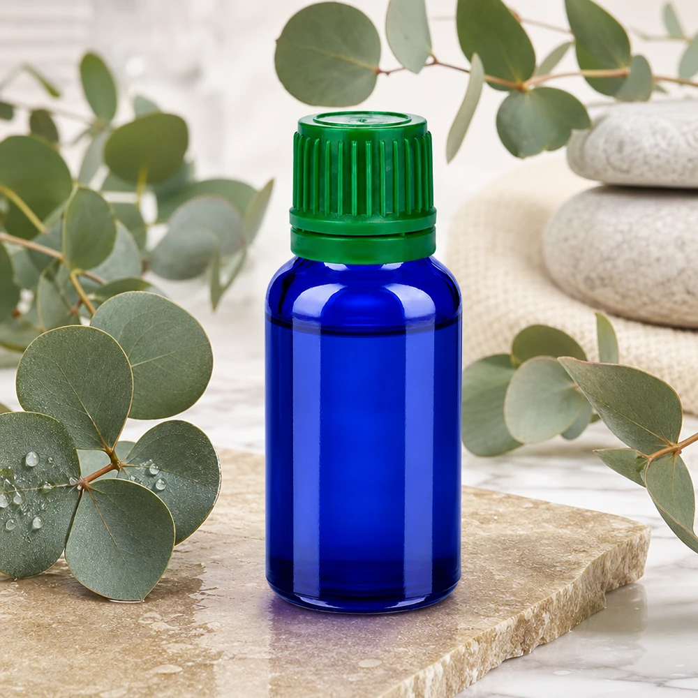 Flacone da 20ml 11mm SV verde OV BlueLine UT18/20 Flacone da laboratorio da 20 ml in vetro di cobalto con protezione UV e tappo verde a chiusura ermetica