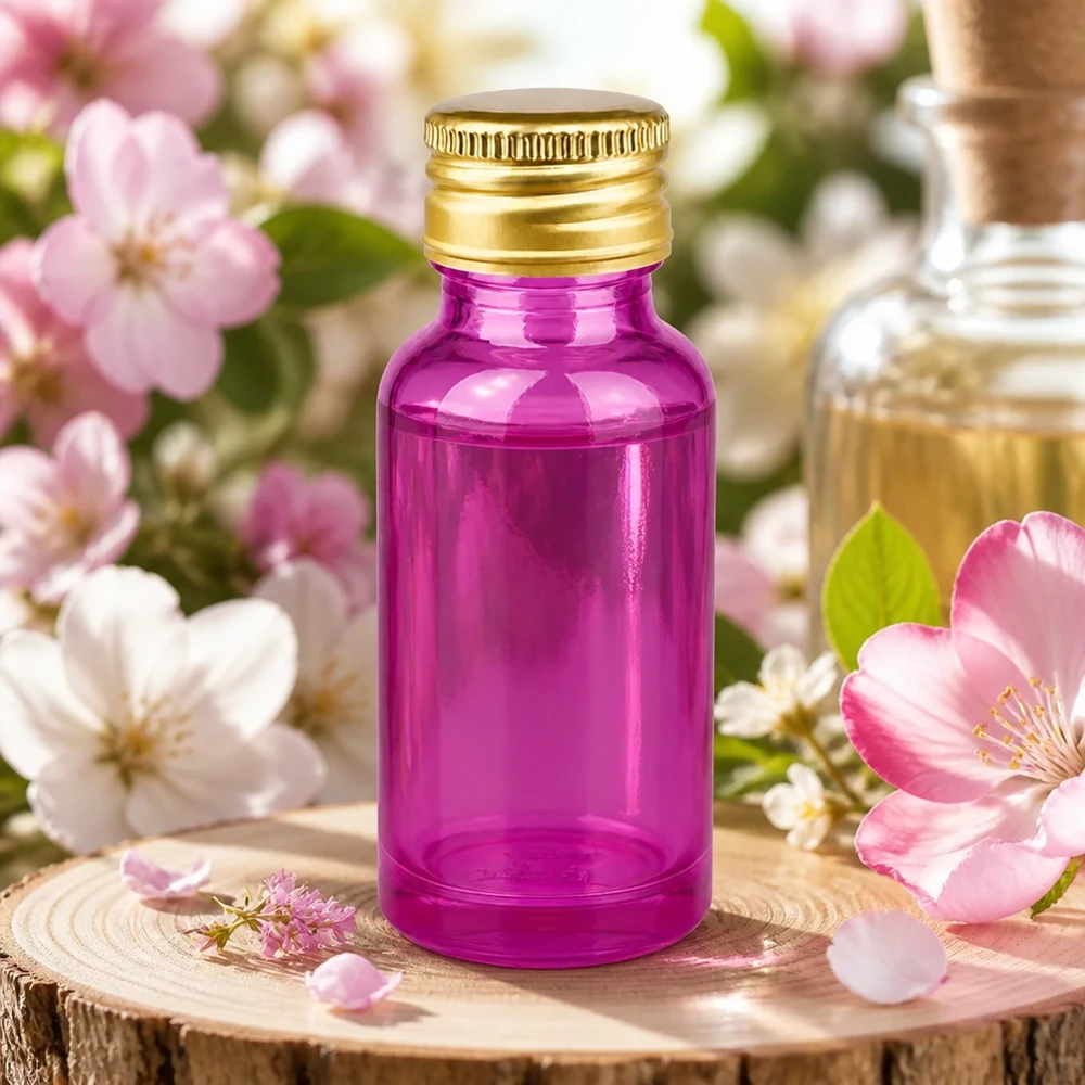 20ml Flasche 11mm Schraubverschluss Alu-Gold Standard PurpleLine. UT18/20 Hochwertige 20ml Violettflasche aus Glas mit langlebigem Gold-Aluminium-Deckel für Heilöle