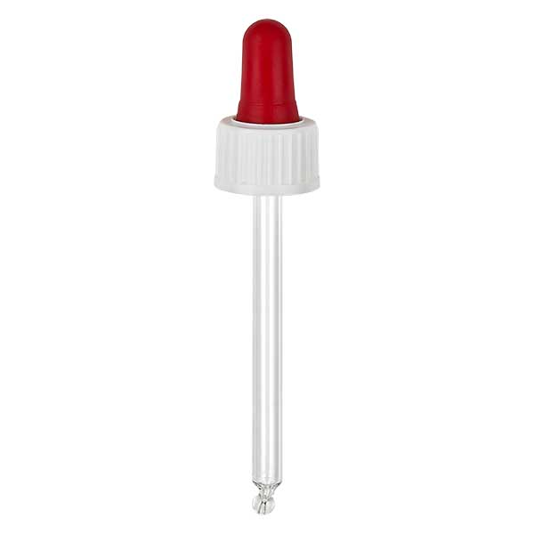 Glas-Tropfpipette weiß/rot 18mm PL78 Standard