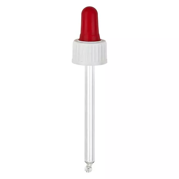 Glas-Tropfpipette weiß/rot 18mm PL78 Standard
