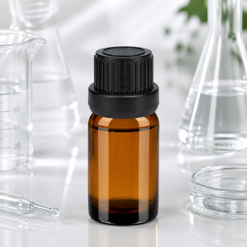 5ml Flasche 11mm Schraubverschluss schwarz OriginalitätsverschlussII BrownLine UT18/5 Premium 5ml Flasche aus getöntem Glas mit schwarzem Verschluss für pharmazeutische Zwecke