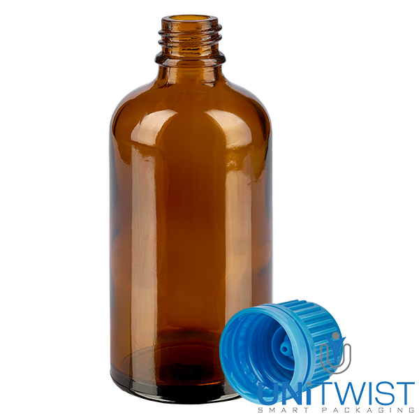 100ml Flasche 11mm Schraubverschluss blau Originalitätsverschluss BrownLine UT18/100