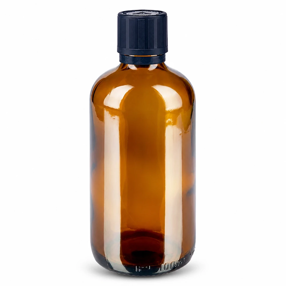 Apothekenflasche braun 100ml Tropfer Premium 1mm schwarz Kindersicherung Blindenwarnsymbol Originalitätsverschluss Braunglasflasche 100ml Tropfflasche mit Kindersicherung originalitätsversiegelt schwarz Apotheke