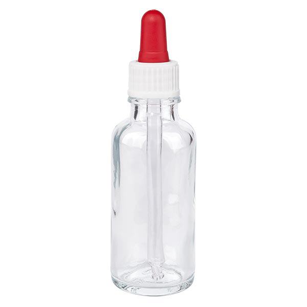 Bottiglia per pipette trasparente da 30ml OV bianco/blu ApoGlas Bottiglia per pipette trasparente da 30ml OV bianco/blu ApoGlas
