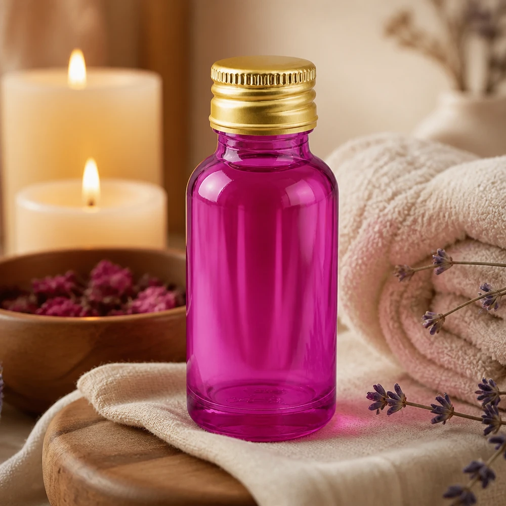20ml Flasche 11mm Schraubverschluss Alu-Gold Standard PurpleLine. UT18/20 Apotheker-Qualität 20ml Flasche in Purple mit luftdichtem Aluminiumdeckel für maximale Haltbarkeit