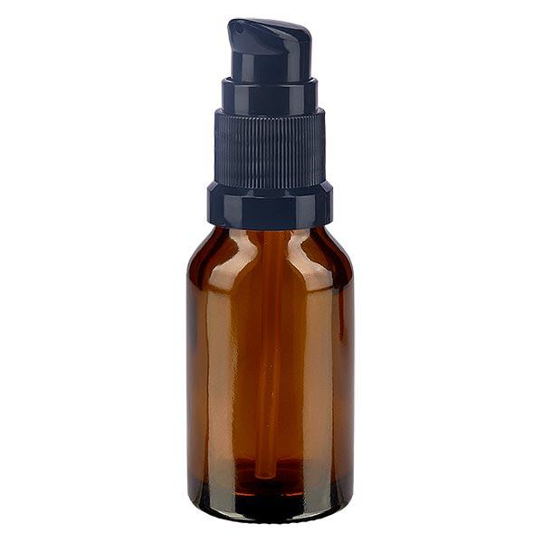 Flacone farmacia marrone 15ml tappo a pompa nero pc Flacone farmacia marrone 15ml tappo a pompa nero pc
