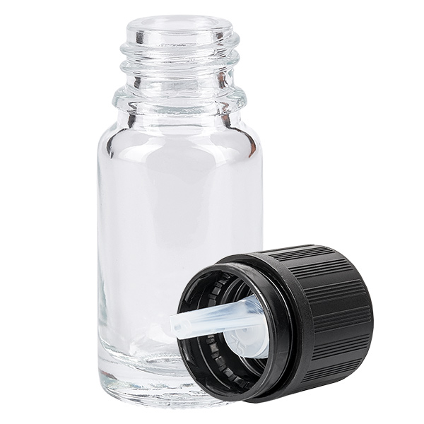 10ml Tropfflasche 1mm schwarz Originalitätsverschluss Kindersicherung Blindenwarnsymbol ClearLine UT18/10