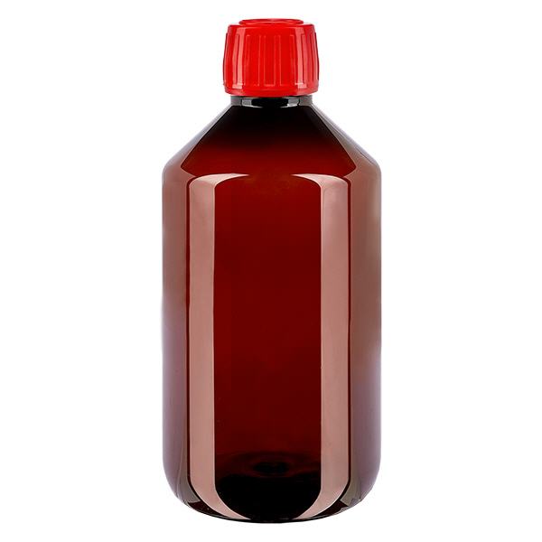 Bottiglia in PET da 500 ml con tappo rosso OV Bottiglia in PET da 500 ml con tappo rosso OV