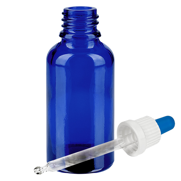 30ml Pipettenflasche weiß/blau Originalitätsverschluss BlueLine UT18/30