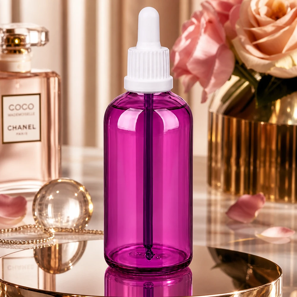 100ml Pipettenflasche weiss Originalität Schraubverschlusserschluss PurpleLine UT18/100 Purpurfarbene 100ml Glasflasche mit weißer Pipette für Laboranwendungen und Messungen