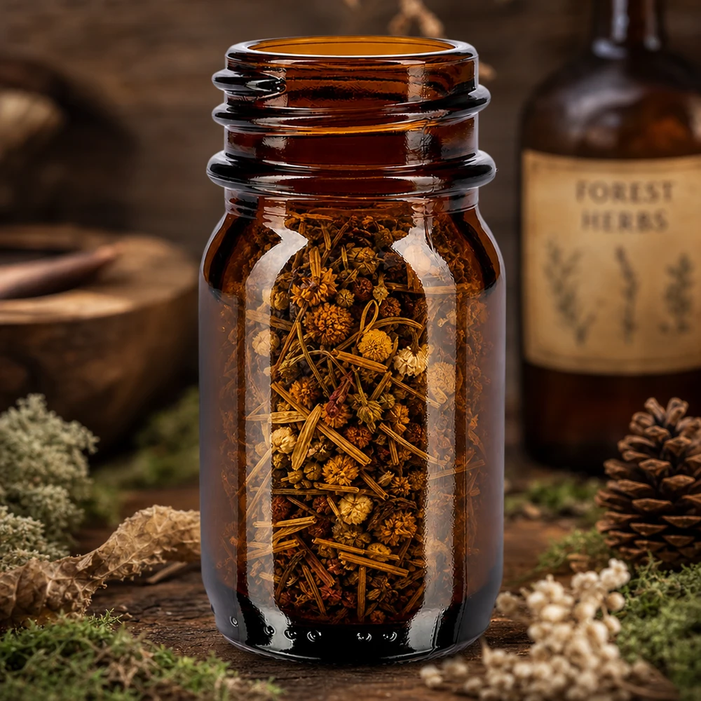 Bocal à col large en verre ambré 30 ml, goulot DIN 32, sans couvercle Le flacon en verre brun à col large de 30 ml protège le contenu contre les UV et l'oxydation