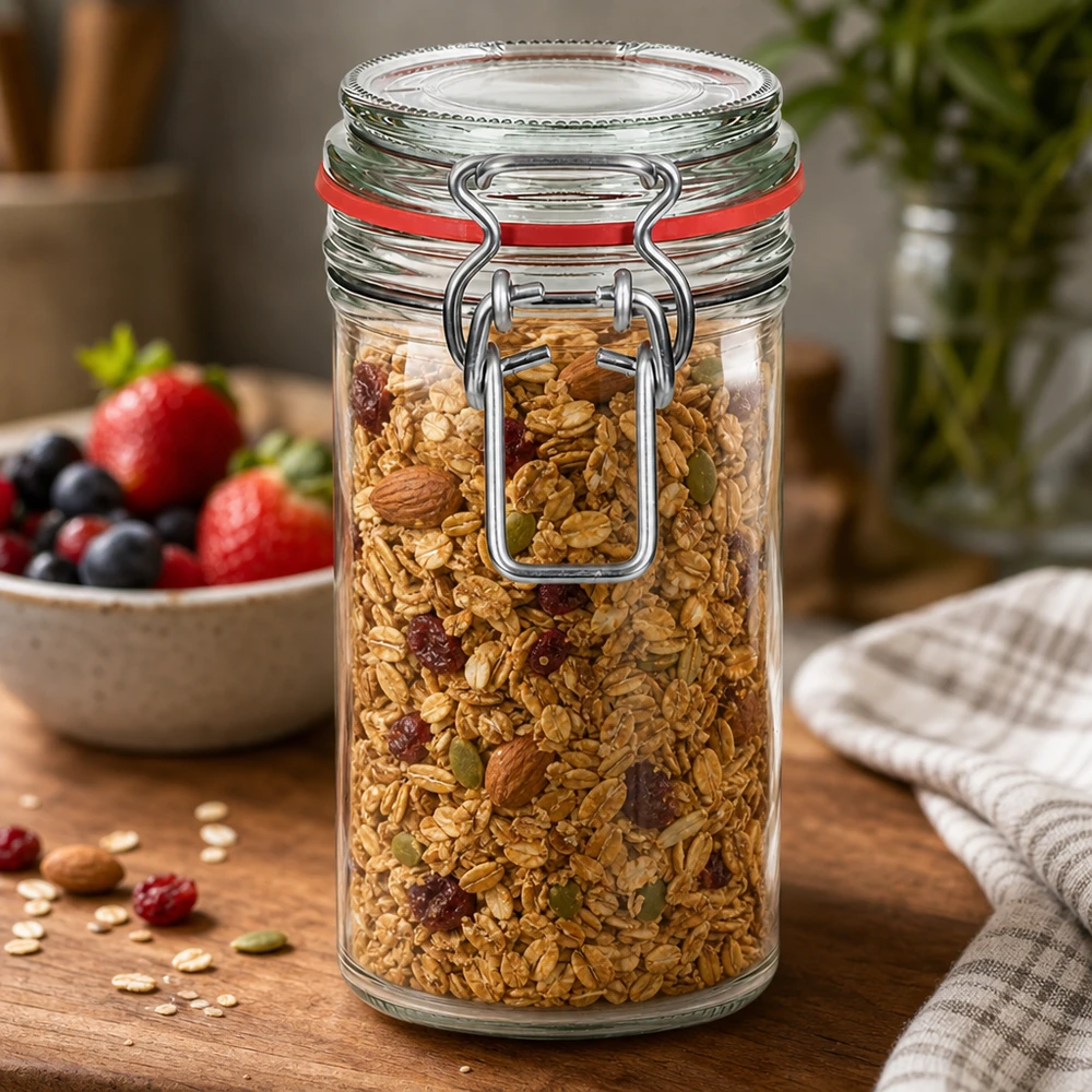 Bocal de conservation de 272 ml, type G, avec bouchon à clip UN.. 272ml Vorratsglas mit Bügelverschluss für Müsli und Nüsse - luftdichte Aufbewahrung in der Küche