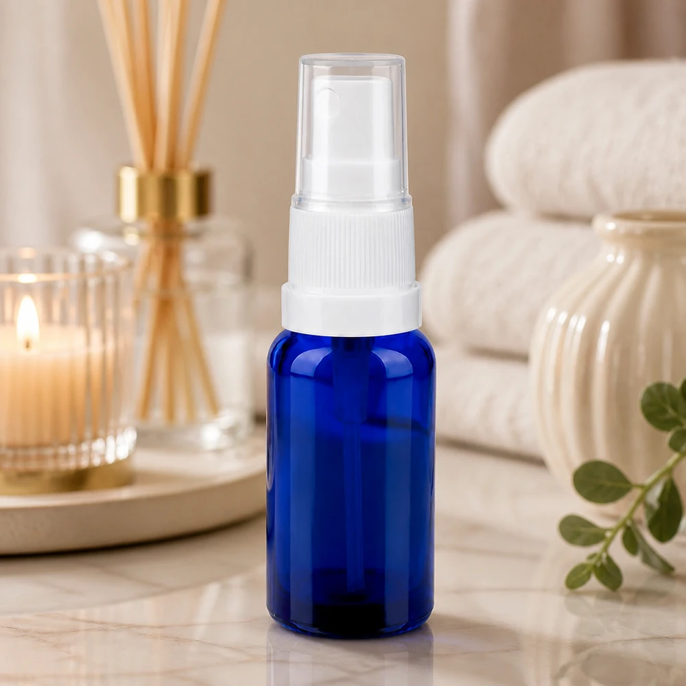 20ml Sprayflasche weiß/transparent Standardverschluss BlueLine UT18/20 Umweltfreundliche 20ml Glassprayflasche in blau wiederverwendbar für Zero Waste Lifestyle