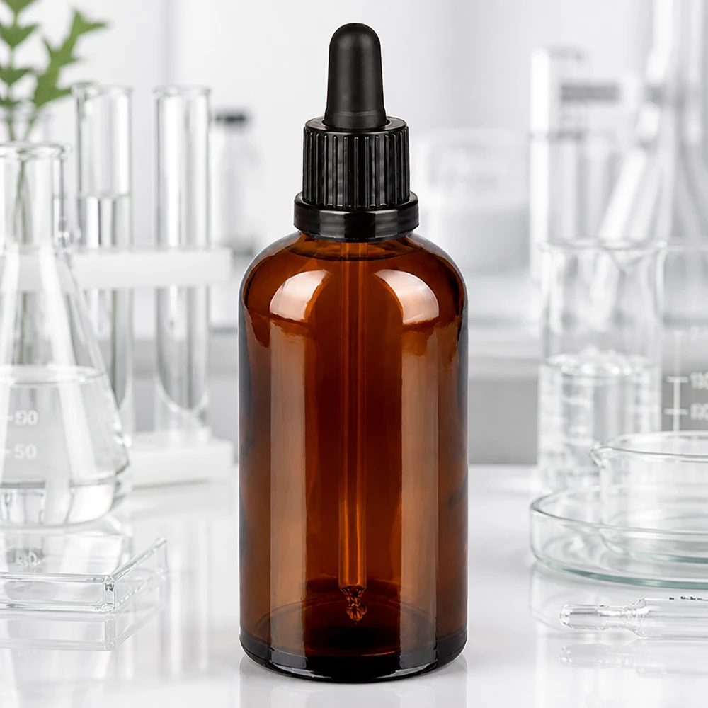 100ml Pipettenflasche schwarz Originalitätsverschluss BrownLine UT18/100 Professionelle 100ml Pipettenflasche mit lichtschützendem Design für Wirkstoffe