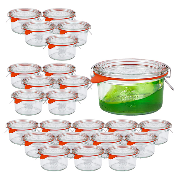 24er Set Weck Gläser 165ml Sturzglas mit 24 Glasdeckeln, 24