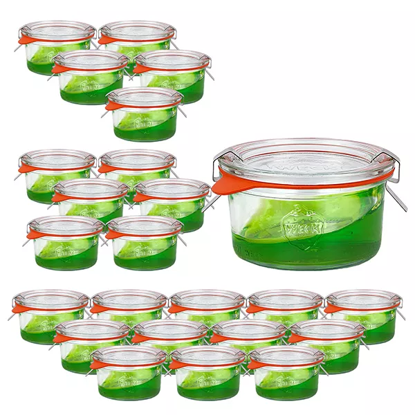 24er Set Weck Gläser 165ml Sturzglas mit 24 Glasdeckeln, 24
