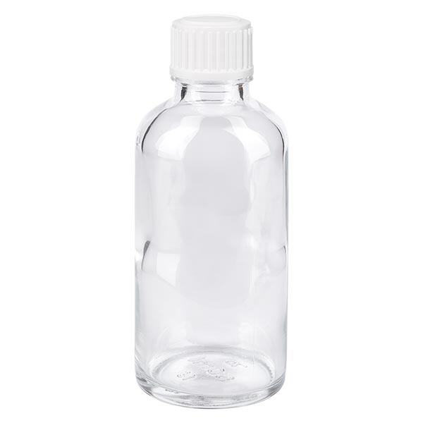 Flacon de pharmacie clair 50ml bouchon vissable blanc Std