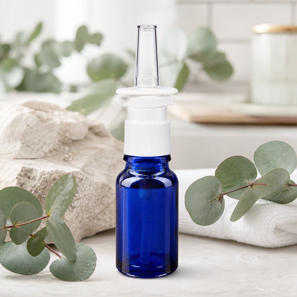 Apothekenglas-Nasensprayflasche 10ml in Kobaltblau für lichtempfindliche Nasenspray-Formulierungen