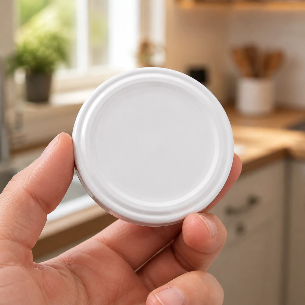 82mm BioSeal Deckel weiß (TO82) UNiTWIST TO82 Einmachdeckel weiß BPA-NI BioSeal Draufsicht glatte Oberfläche