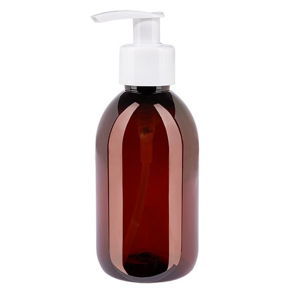 PET Flasche 250ml mit Dispenserpumpe weiß