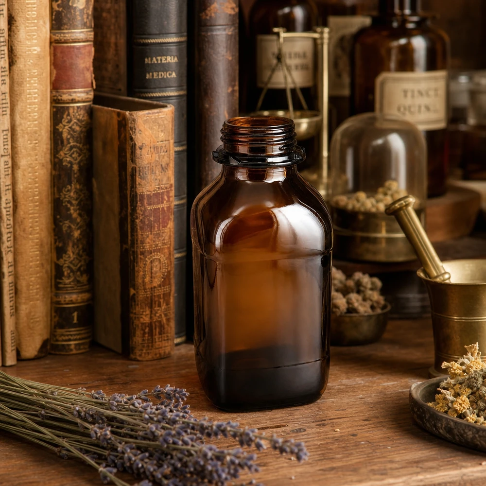 Bottiglia in vetro ambrato da 1000 ml con apertura ampia: la soluzione ideale per conservare i tuoi prodotti in tutta sicurezza Bottiglia per farmacisti da 1000 ml in vetro ambrato in stile vintage per applicazioni farmaceutiche