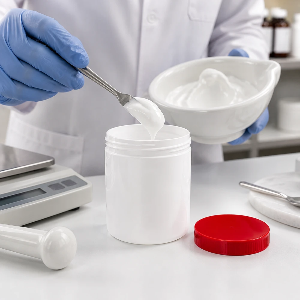 Pot professionnel pour pommade blanche, 20 g, couvercle rouge en PP, réutilisable et sûr