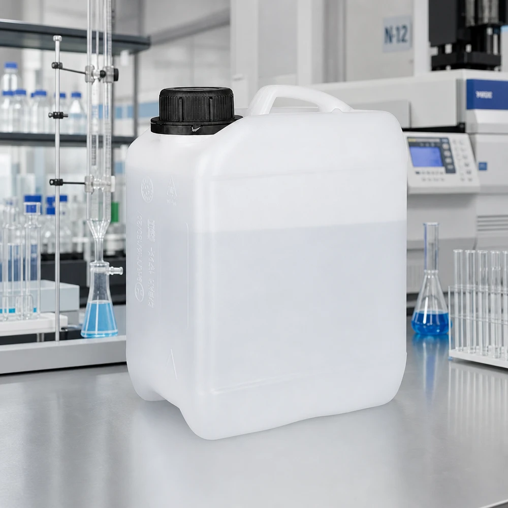Bidon de 2.5 litres avec bouchon vissable bouchon d'inviolabilité Petit bidon en plastique translucide de 2,5 L, homologué UN et muni d'un bouchon à vis robuste