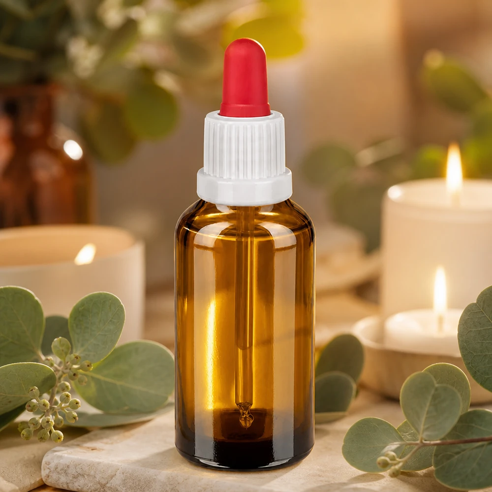 30ml Pipettenflasche weiß/rot Originalitätsverschluss BrownLine UT18/30 Lichtgeschützte 30ml Tropferflasche aus dunklem Glas mit kontrastierender roter Pipette