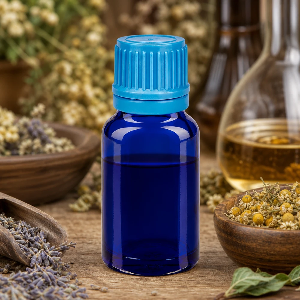 10ml Flasche 11mm Schraubverschluss blau Originalitätsverschluss BlueLine UT18/10 Handliche 10ml Glasflasche mit kindergesichertem Verschluss für sichere Aufbewahrung
