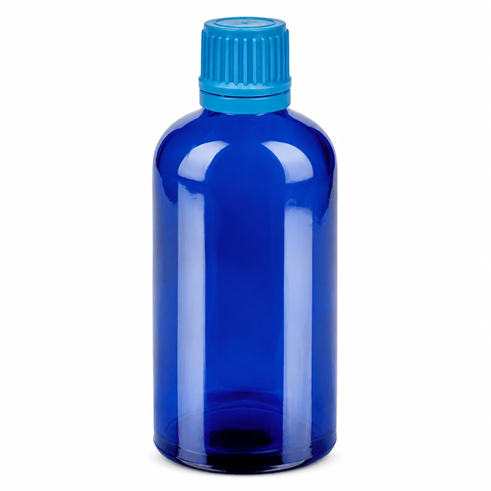 Flacon 100ml 11mm SV bleu OV BlueLine UT18/100 Bouteille en verre bleu de haute qualité de 100 ml avec bouchon compte-gouttes pour un dosage précis
