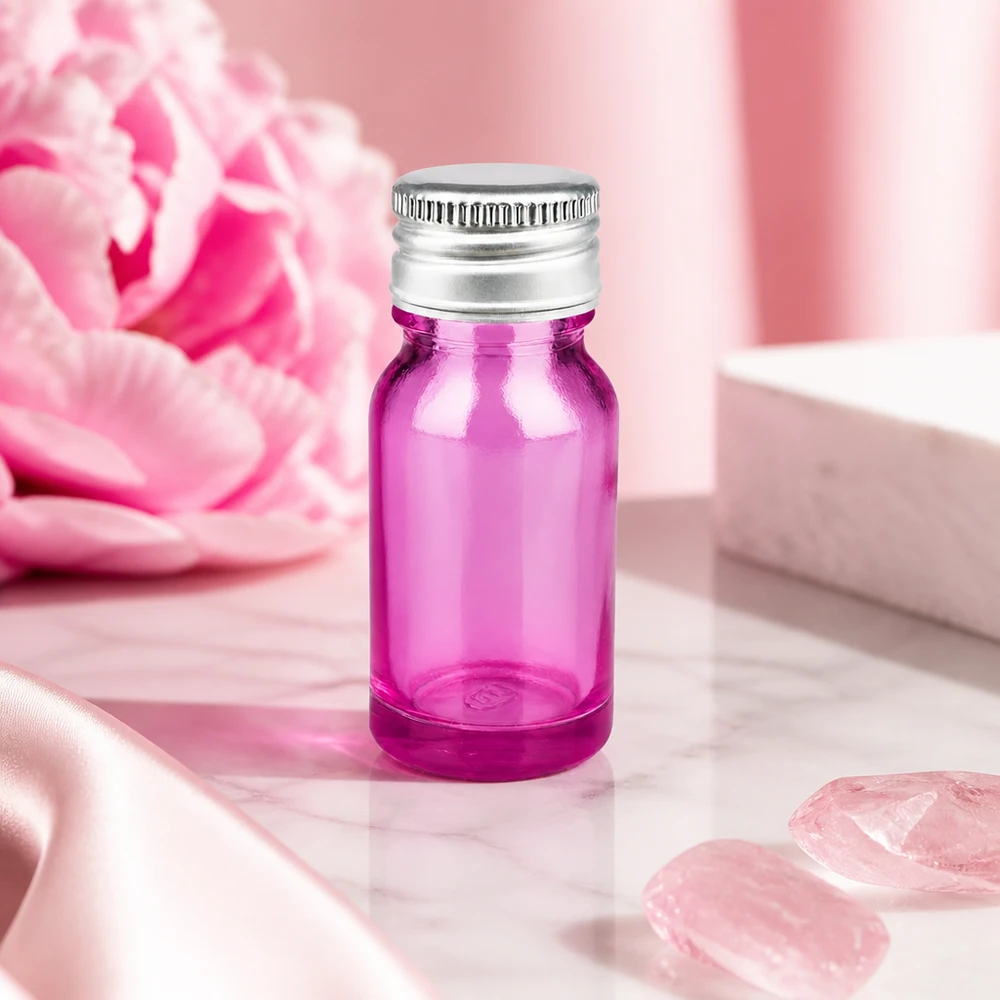 Pratico flacone in vetro viola da 10 ml con filettatura da 11 mm, perfetto per i viaggi e gli spostamenti