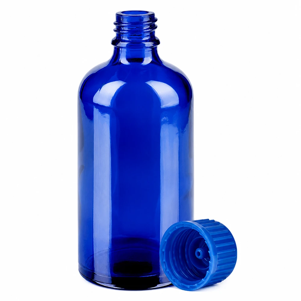 100ml Flasche 11mm Schraubverschluss blau Standard BlueLine UT18/100 Hochwertige blaue 100ml Flasche mit Schraubdeckel für Labor und Medizin
