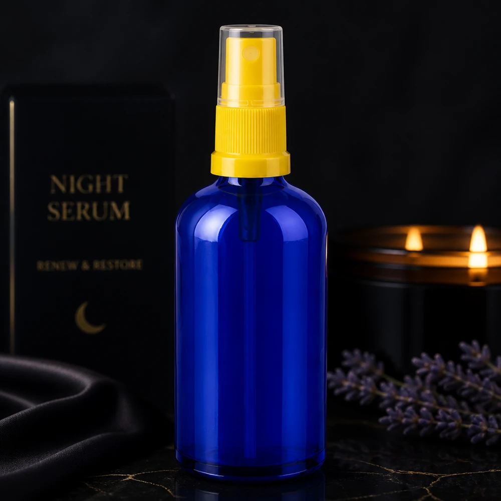 100ml Sprayflasche gelb/transparent Standardverschluss BlueLine UT18/100 Premium Zerstäuberflasche 100ml aus dickem Glas mit langlebiger Sprühpumpe