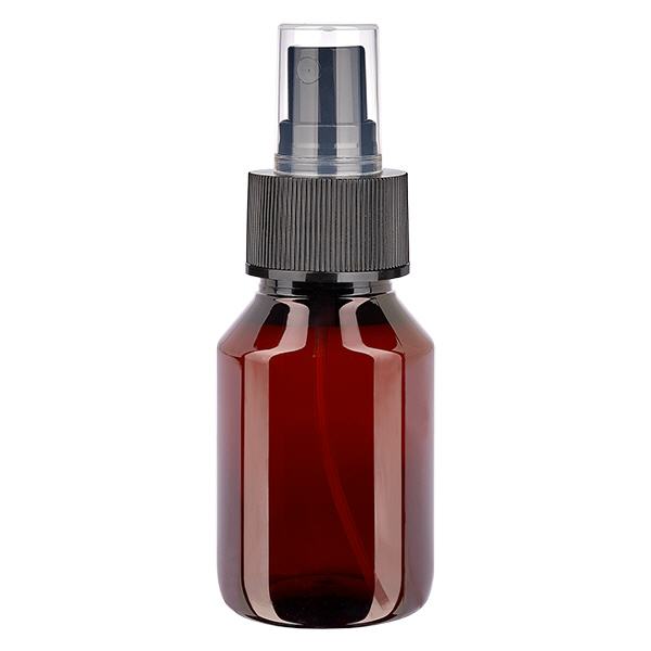 PET Flasche 50ml mit Zerstäuber schwarz