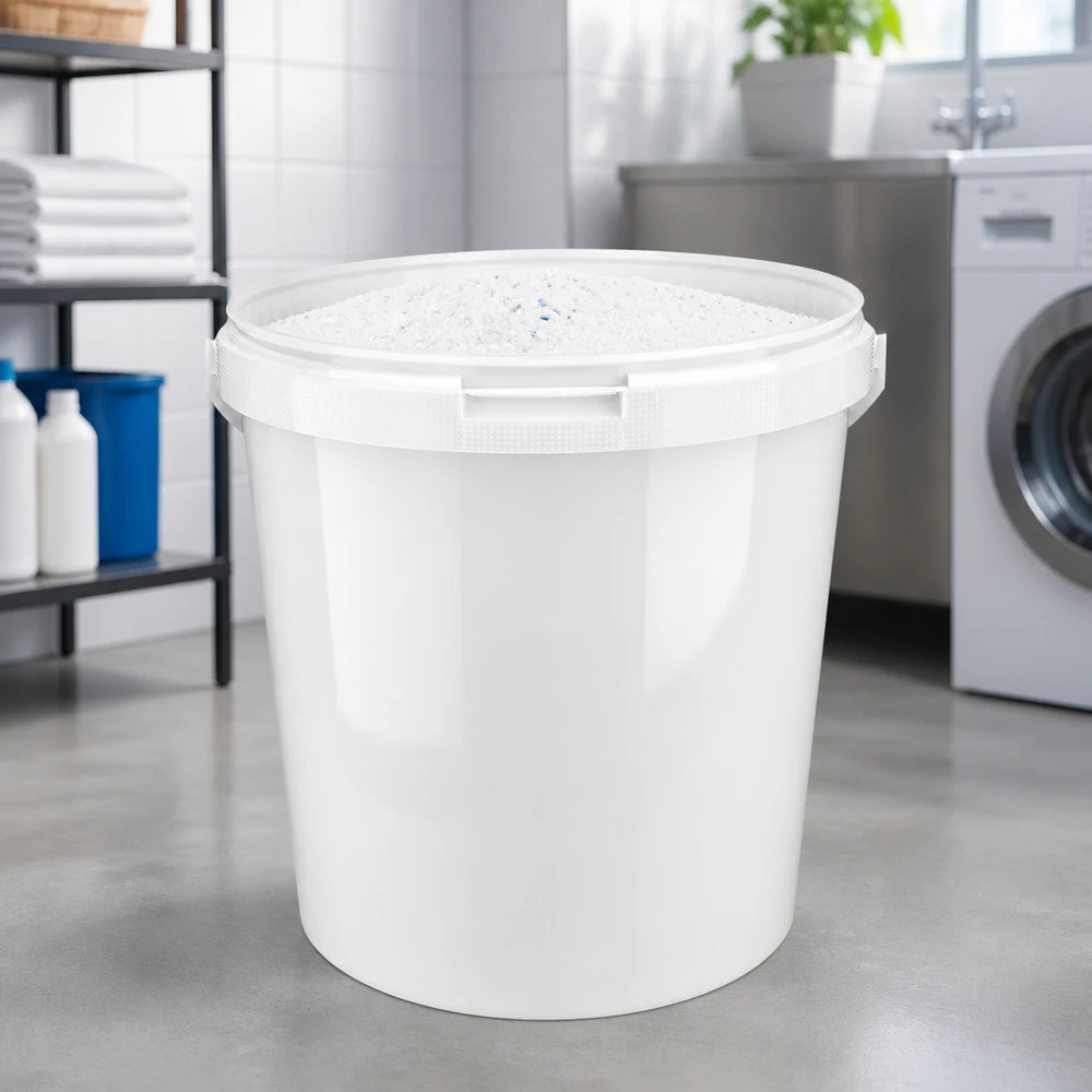 Eimer 10.7L aus weißem Kunststoff Polypropylen ohne Deckel Stabiler Mehrzweckeimer 10,7L aus weißem Polypropylen für Waschküche und Lager