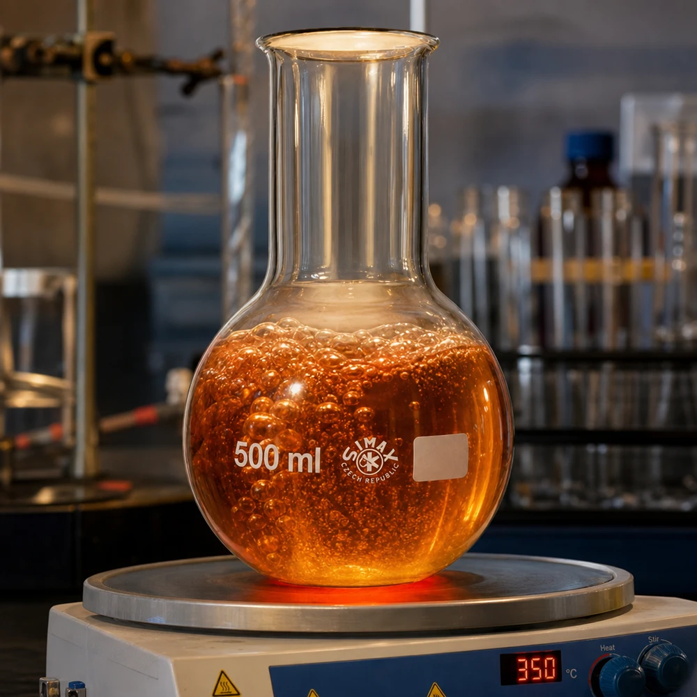 Pallone da 500 ml a parete spessa in vetro resistente alla temperatura per esperimenti di laboratorio sicuri