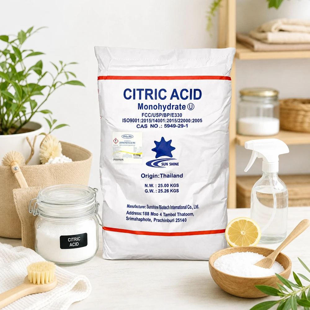 25kg Acido citrico, E330, grado alimentare Sacco bianco alla rinfusa con 25 kg di acido citrico E330 per la pulizia e la decalcificazione ecologica della casa