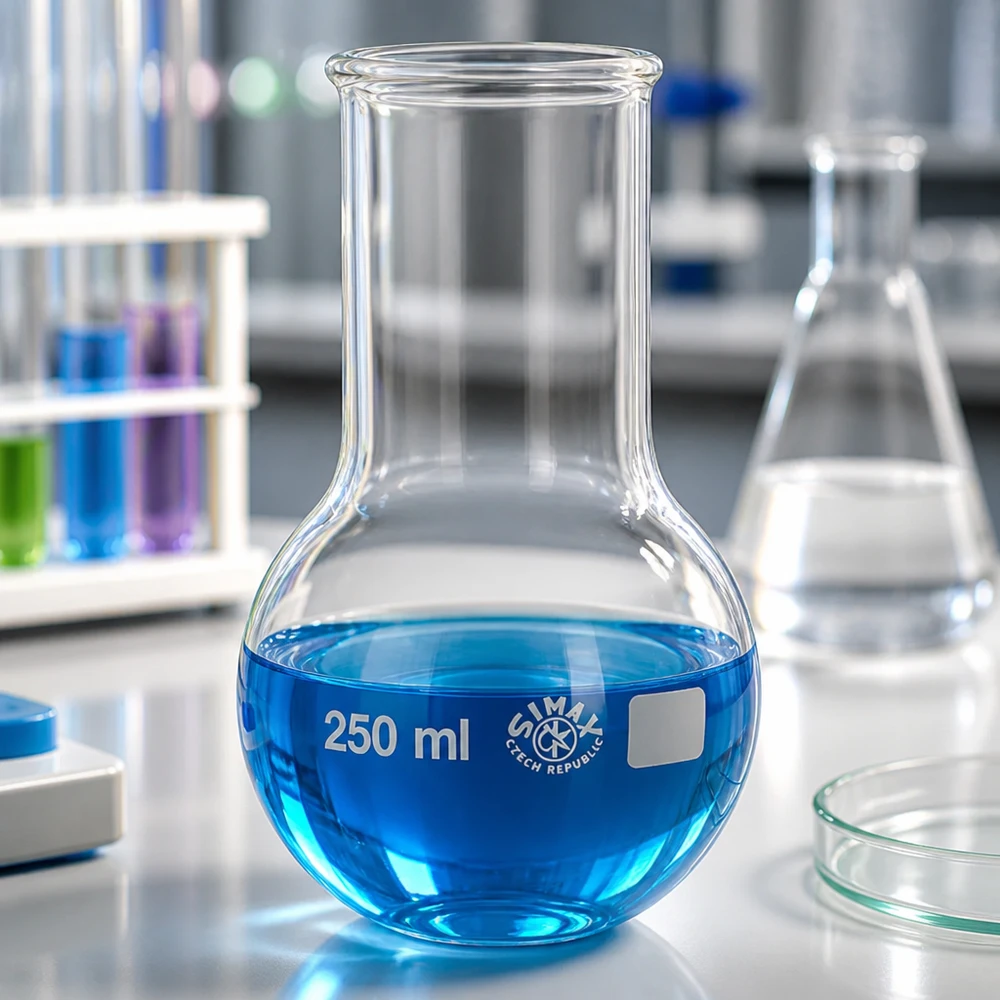 Pallone a fondo tondo 250ml a collo largo Pallone a fondo tondo da 250 millilitri, ottimale per preparazioni di reazioni medie