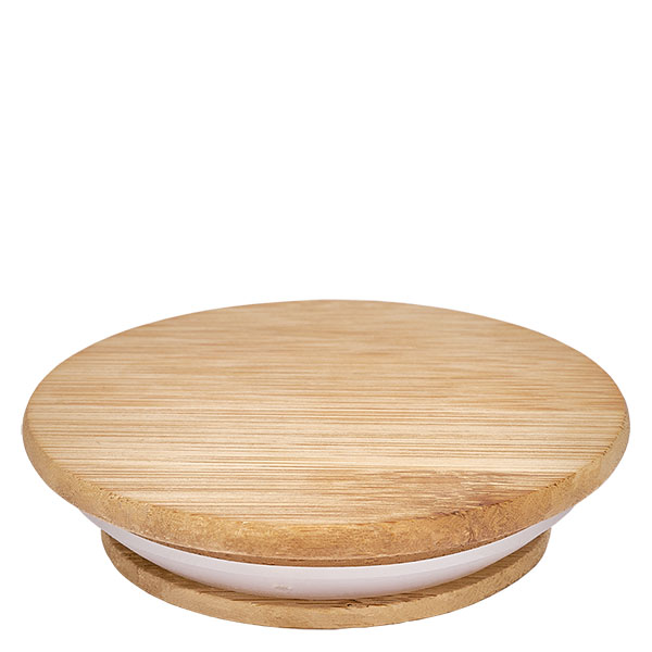 Coperchio in legno versione "A" per WECK RR100 Coperchio in legno versione A per vasi WECK RR100 in legno naturale con guarnizione bianca rotonda