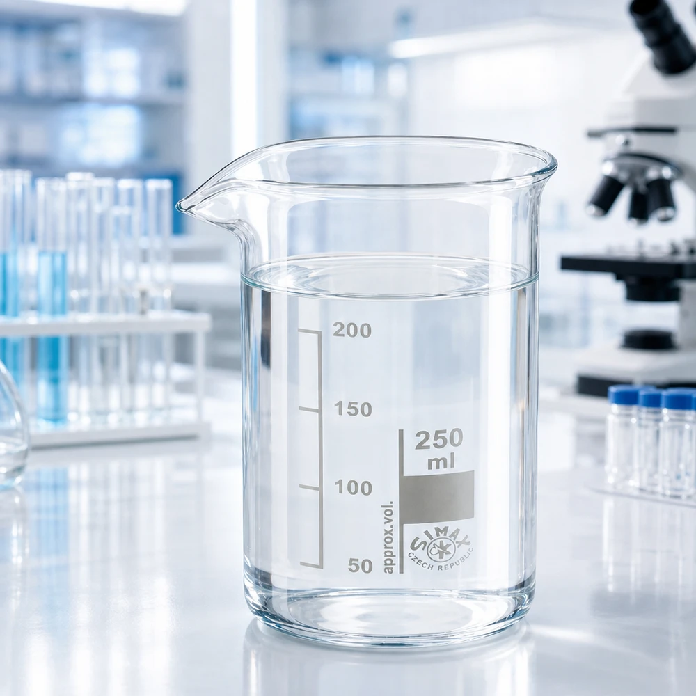 Bicchiere 250ml in vetro borosilicato, forma alta Becher da laboratorio trasparente da 250 ml, forma alta, in vetro borosilicato Simax con scala graduata in ml impressa a fuoco