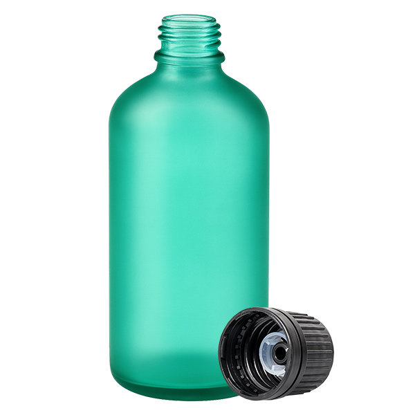 100ml Globuliflasche 8mm Giessring schwarz Originalitätsverschluss GreenL. UT18/10