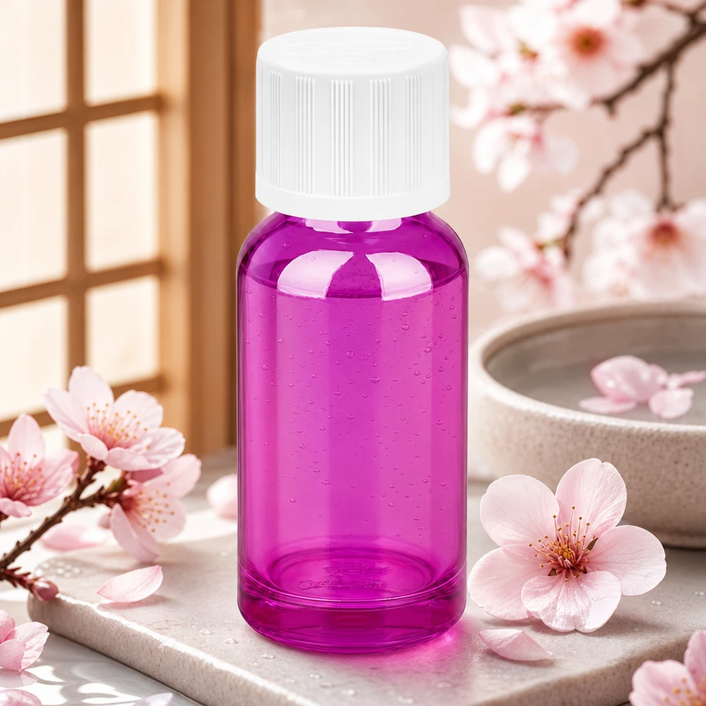 20ml Flasche 11mm Schraubverschluss weiß Standard Kindersicher PurpleLine UT18/20 20ml Premium-Glasflasche in transparentem Lila mit weißem Verschluss für edle Produktpräsentation