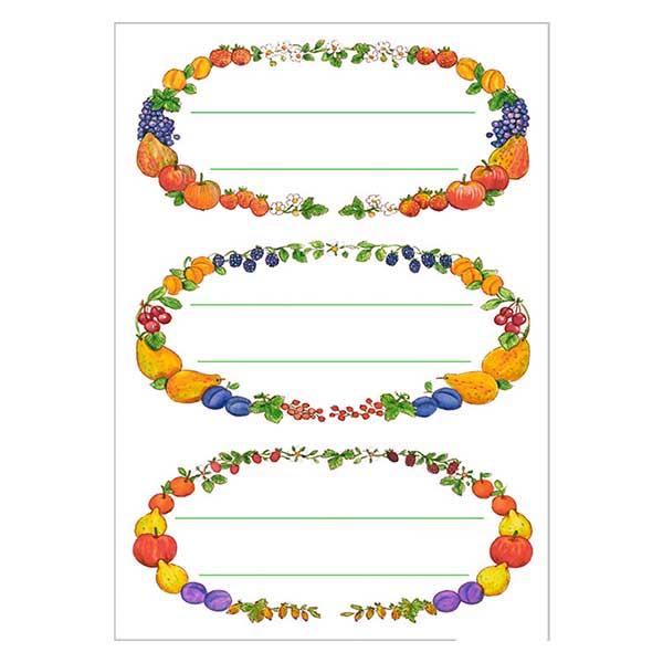 Küchenetiketten "Obstkränze" (12 Aufkleber)