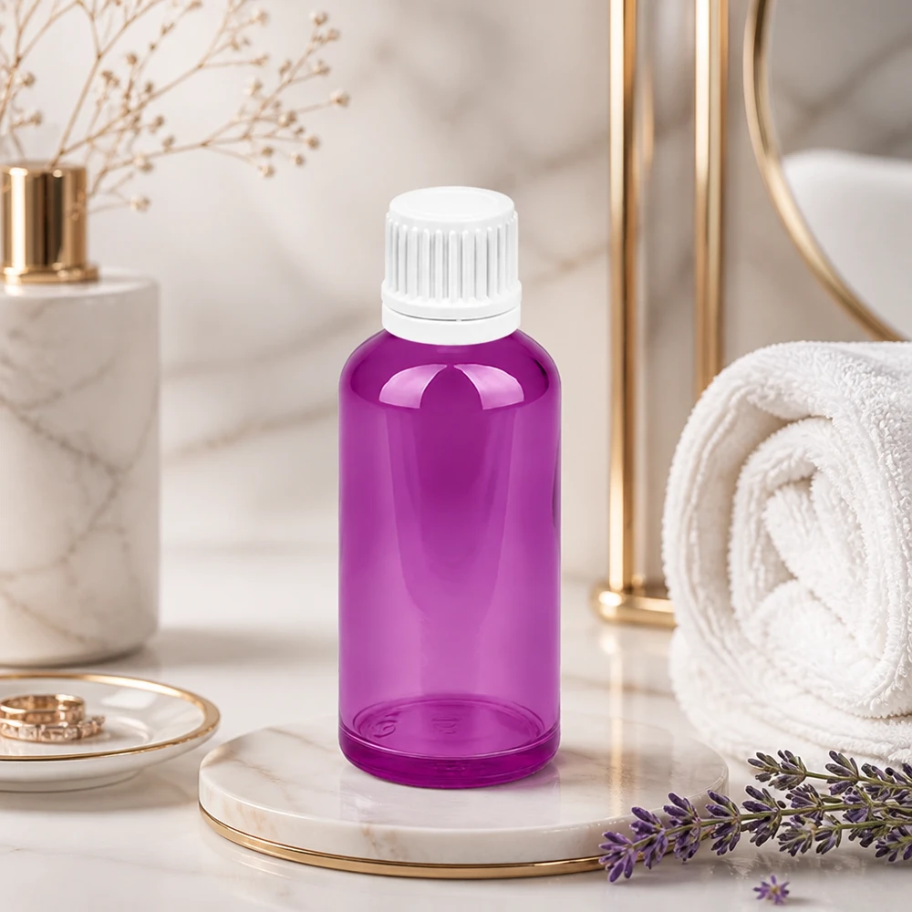 Flacone contagocce da 50ml 0,7mm bianco Originality tappo a vite PurpleLine UT18/50 Flacone contagocce professionale da 50 ml in viola con tecnologia precisa per uso commerciale