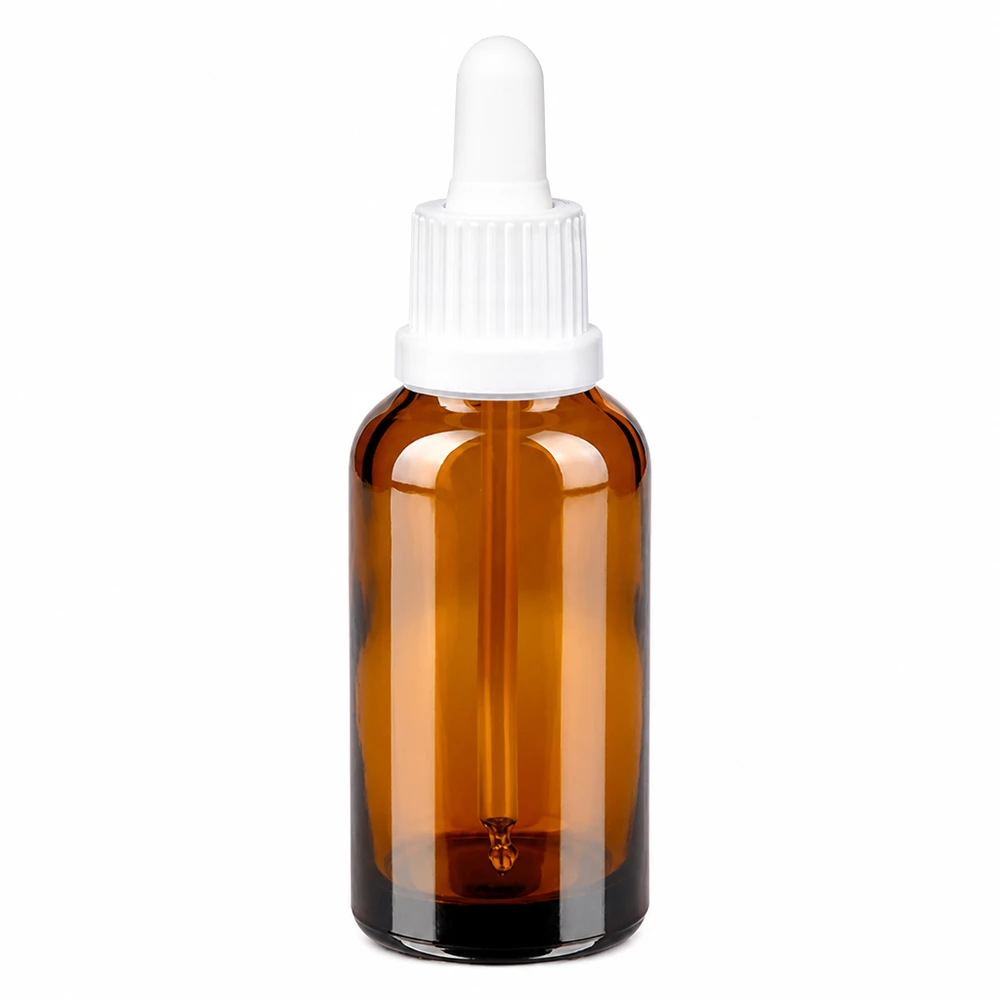 30ml Pipettenflasche weiß Originalitätsverschluss BrownLine UT18/30 Kompakte 30ml Glasflasche mit Pipettenverschluss in braun-weiß für Seren