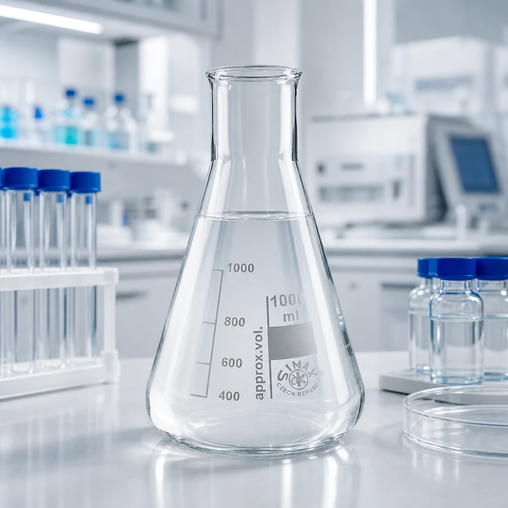 Erlenmeyer 100ml col large, verre borosilicate Petit erlenmeyer 100ml col large idéal pour les microanalyses et la préparation d'échantillons