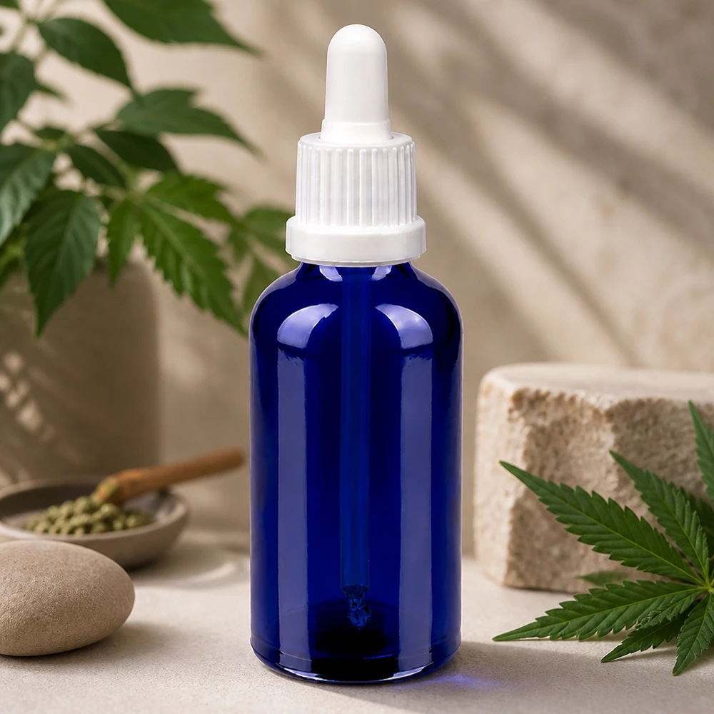 50ml Pipettenflasche weiß Originalitätsverschluss BlueLine UT18/50 50ml Glasflasche mit Dropper OV BlueLine UT18/50 wiederverwendbar und umweltfreundlich