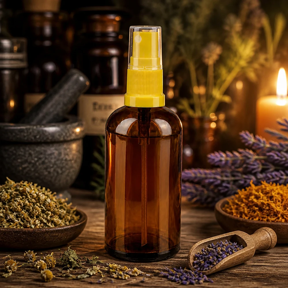 Flacone spray ricaricabile da 100 ml in vetro ambrato, perfetto per gli spray casalinghi per il viso e il corpo