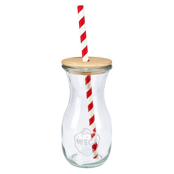 6 x WECK 290ml Saftflasche RR60 mit Holzdeckel und 100 Öko S